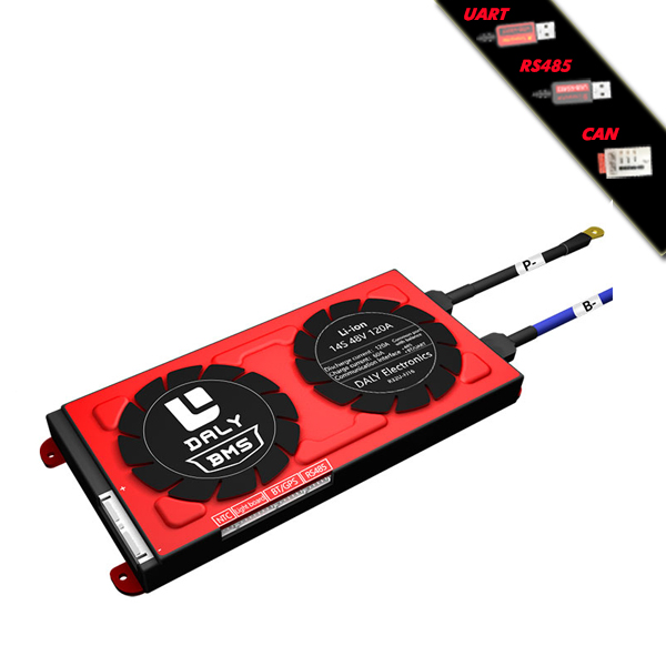 7S ~24S 100A smart bms pcm with cooling fan Bluetooth app UART software (APP) monitor rs485 CAN   