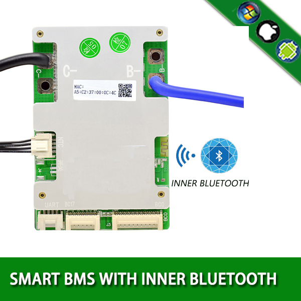 10S-17S 40A 50A 60A 80A Auto Identification smart bms pcm with android Bluetooth app UART bms wi software (APP) monitor    