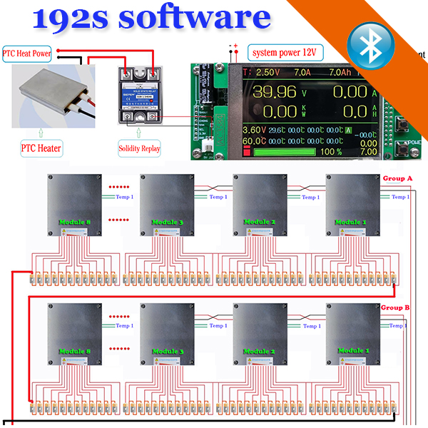 120S 144S 192S 200A  DIY Lifepo4 li-ion  smart bms pcm with android Bluetooth app with relays